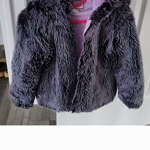 Kids Purple Faux Fur Jacket
